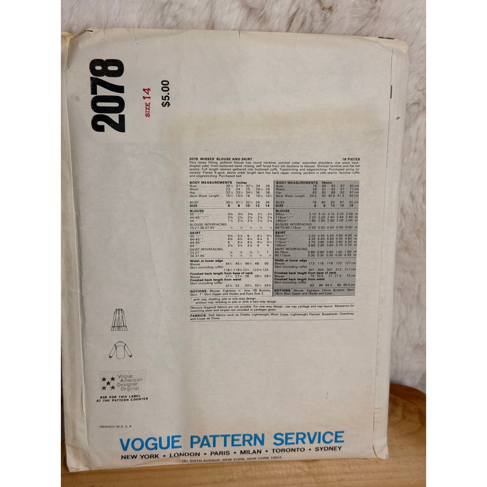 Vintage Vogue 2078 Ralph Lauren American Designer Orignl Sewing Pattern 14 UNCUT - Picture 2 of 3